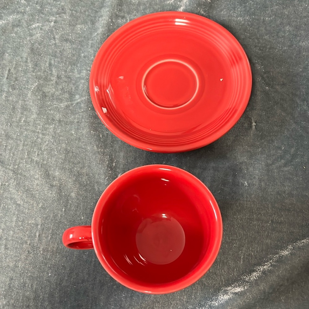 Fiesta Fiestaware Cup and Saucer Set Red - Picture 3 of 4